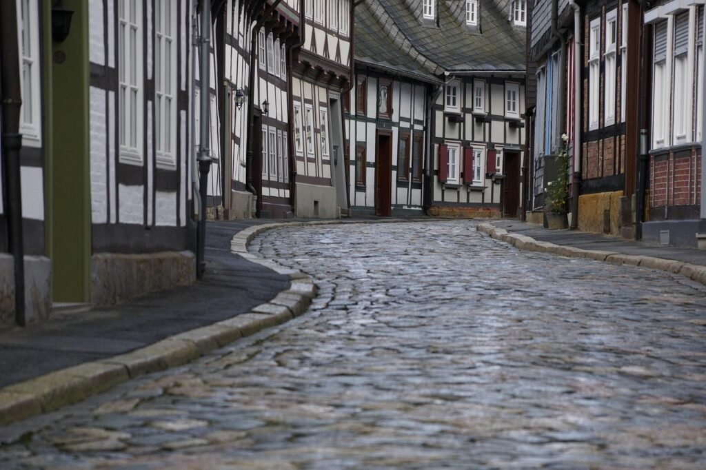 adoquines, Goslar, UNESCO, patrimonio, antiguo, entramado de madera, Alemania, casa, callejón, histórico, casa gris, adoquines, Goslar, Goslar